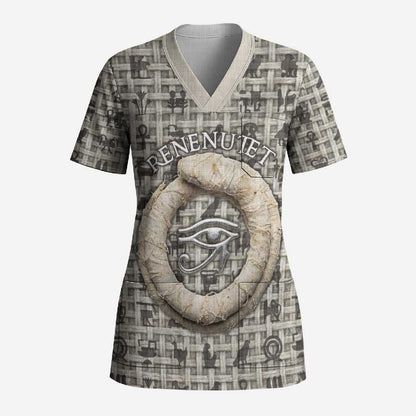 Renenutet Scrub Top with Bread Ring and Eye of Horus in Egyptian Nourishment
