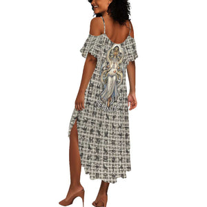Renenutet Summer Maxi Dress with Bread Ring and Eye of Horus in Egyptian Nourishment