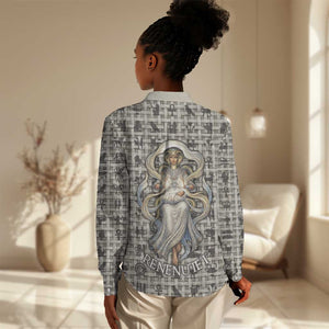 Renenutet Women Casual Shirt with Bread Ring and Eye of Horus in Egyptian Nourishment