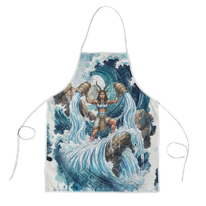 Satis Water Torrent Apron with Egyptian Flood Symbolism in Oceanic Blue Tones