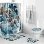 Satis Water Torrent Bathroom Set with Egyptian Flood Symbolism in Oceanic Blue Tones