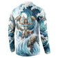Satis Water Torrent Button Sweatshirt with Egyptian Flood Symbolism in Oceanic Blue Tones