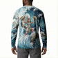 Satis Water Torrent Button Sweatshirt with Egyptian Flood Symbolism in Oceanic Blue Tones