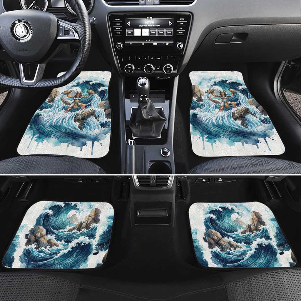 Satis Water Torrent Car Mats with Egyptian Flood Symbolism in Oceanic Blue Tones
