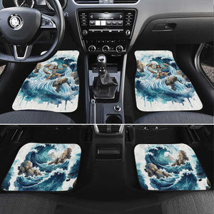 Satis Water Torrent Car Mats with Egyptian Flood Symbolism in Oceanic Blue Tones