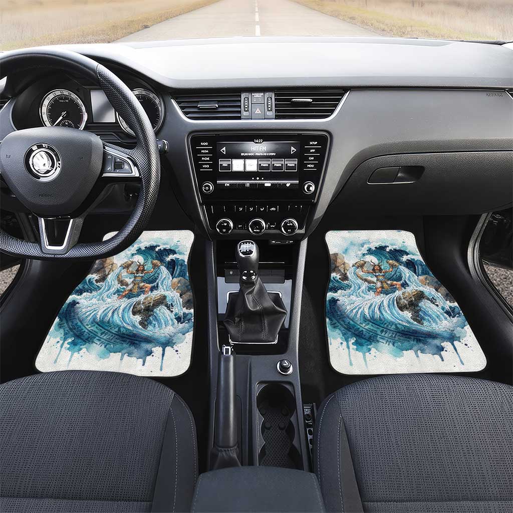 Satis Water Torrent Car Mats with Egyptian Flood Symbolism in Oceanic Blue Tones