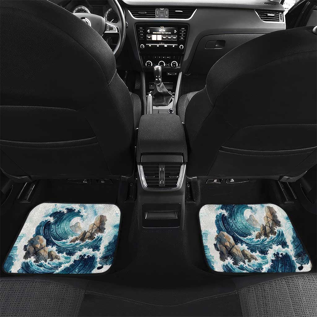 Satis Water Torrent Car Mats with Egyptian Flood Symbolism in Oceanic Blue Tones