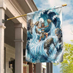 Satis Water Torrent Garden Flag with Egyptian Flood Symbolism in Oceanic Blue Tones