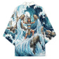 Satis Water Torrent Kimono with Egyptian Flood Symbolism in Oceanic Blue Tones