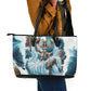 Satis Water Torrent Leather Tote Bag with Egyptian Flood Symbolism in Oceanic Blue Tones