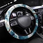 Satis Water Torrent Steering Wheel Cover with Egyptian Flood Symbolism in Oceanic Blue Tones