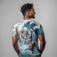 Satis Water Torrent T shirt with Egyptian Flood Symbolism in Oceanic Blue Tones