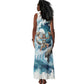 Satis Water Torrent Tank Maxi Dress with Egyptian Flood Symbolism in Oceanic Blue Tones