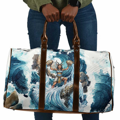 Satis Water Torrent Travel Bag with Egyptian Flood Symbolism in Oceanic Blue Tones