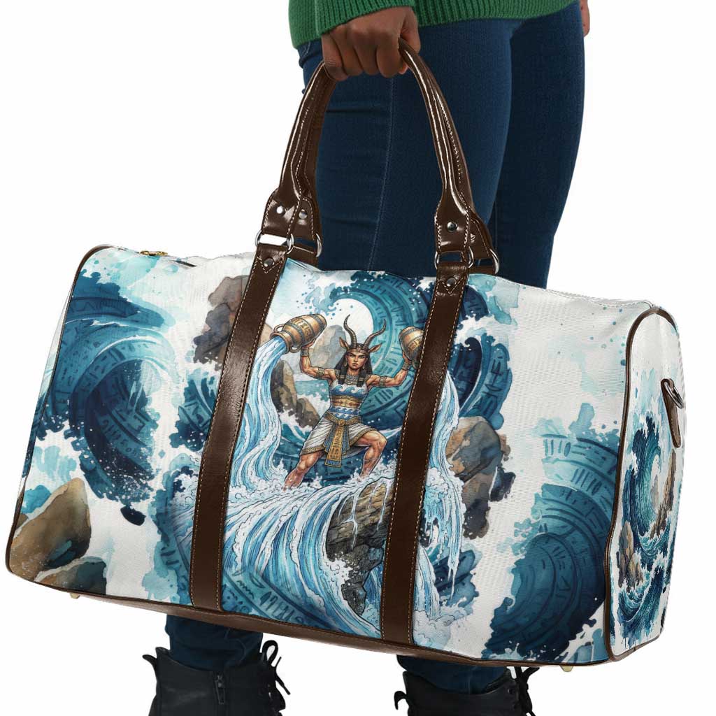 Satis Water Torrent Travel Bag with Egyptian Flood Symbolism in Oceanic Blue Tones