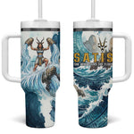 Satis Water Torrent Tumbler With Handle with Egyptian Flood Symbolism in Oceanic Blue Tones