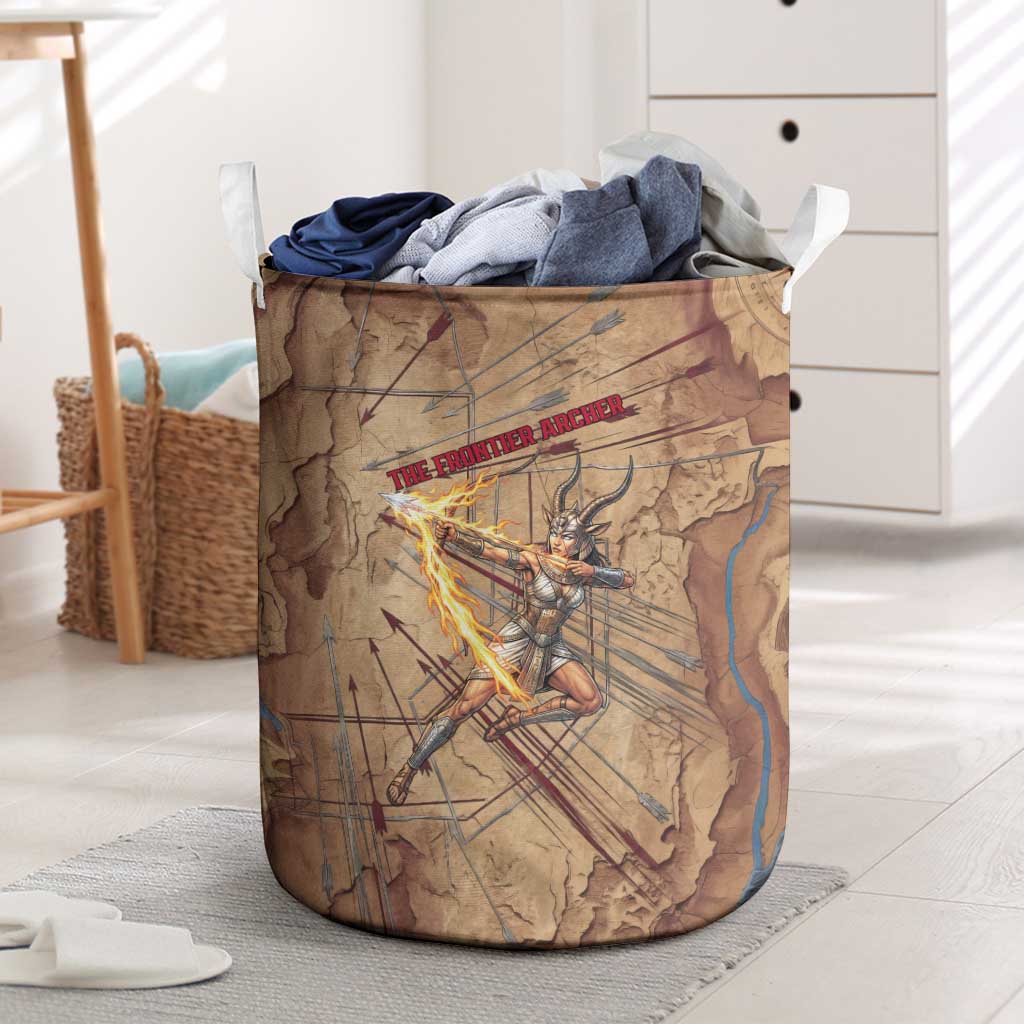Satis Laundry Basket with Fiery Bow and Arrow in Ancient Egyptian Warrior