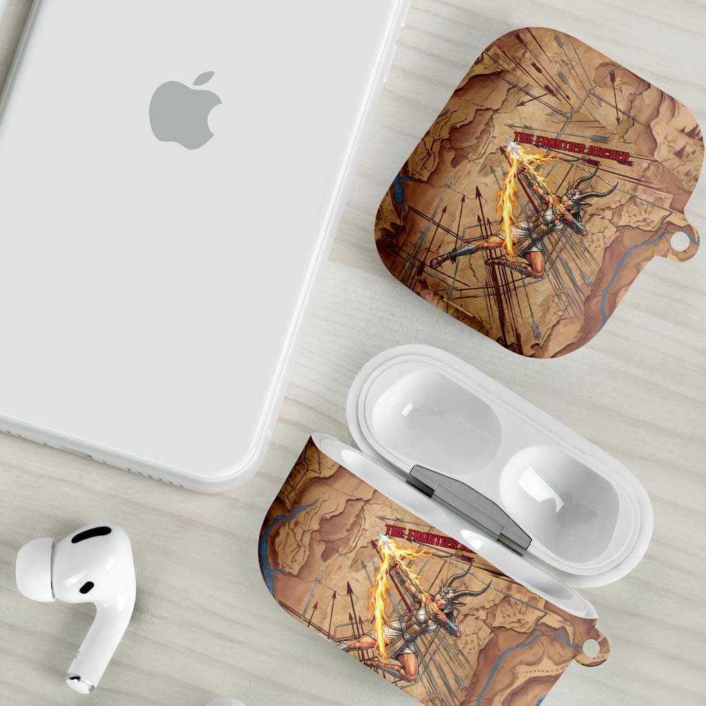 Satis AirPods Case with Fiery Bow and Arrow in Ancient Egyptian Warrior