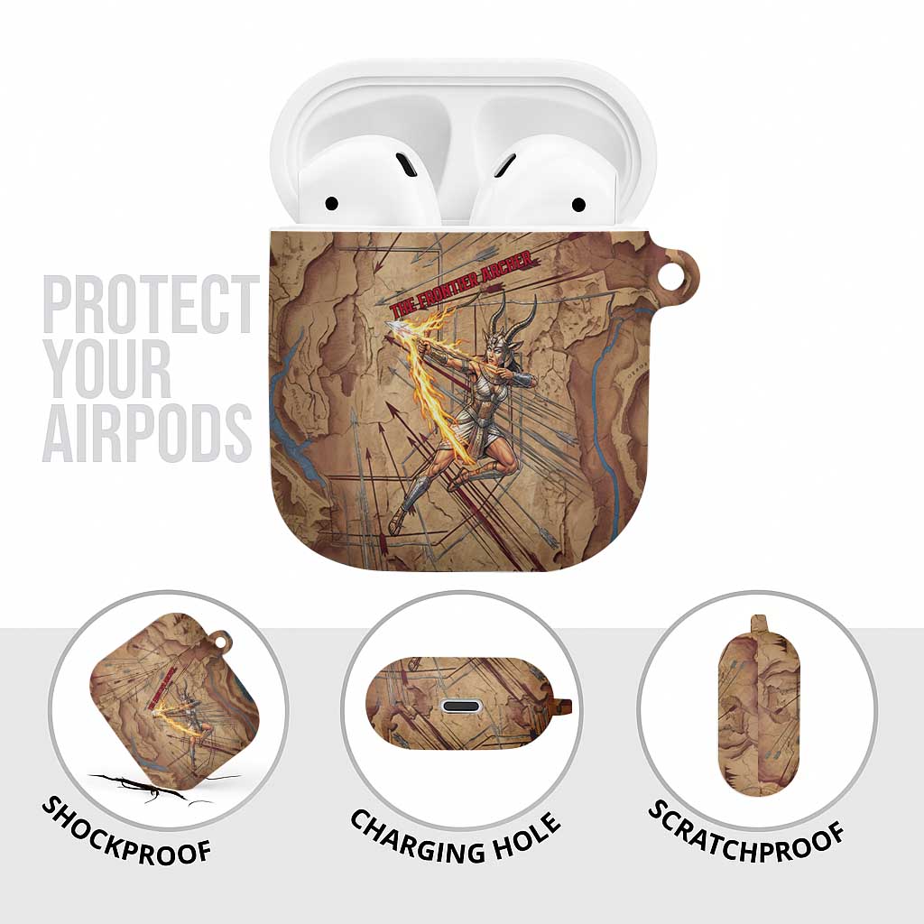 Satis AirPods Case with Fiery Bow and Arrow in Ancient Egyptian Warrior
