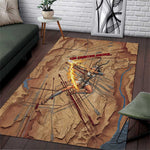 Satis Area Rug with Fiery Bow and Arrow in Ancient Egyptian Warrior
