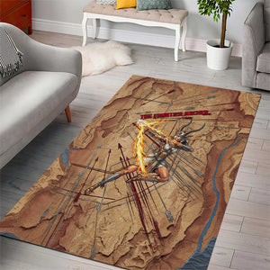 Satis Area Rug with Fiery Bow and Arrow in Ancient Egyptian Warrior