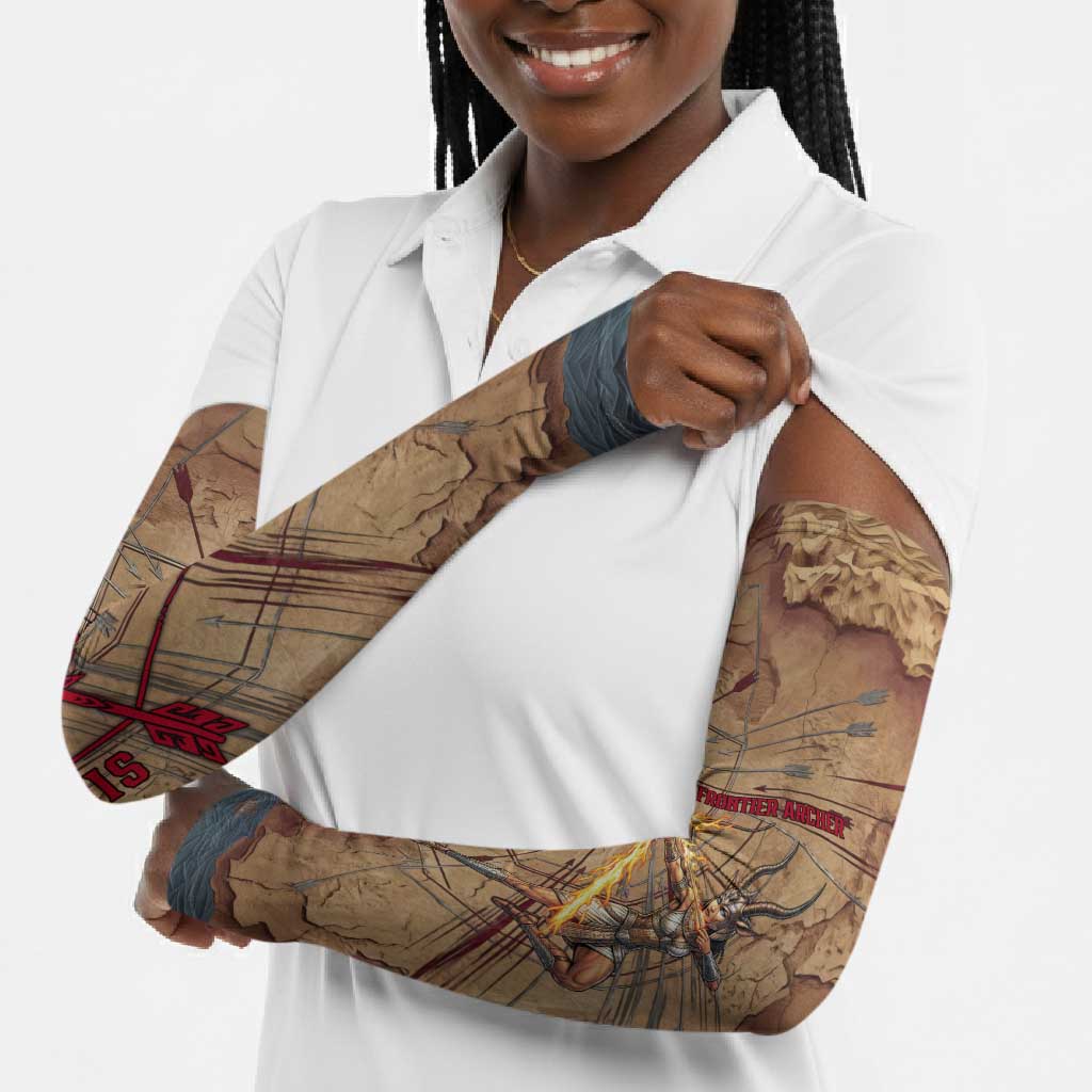 Satis Arm Sleeves with Fiery Bow and Arrow in Ancient Egyptian Warrior