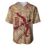 Satis Baseball Jersey with Fiery Bow and Arrow in Ancient Egyptian Warrior