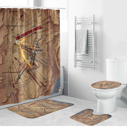 Satis Bathroom Set with Fiery Bow and Arrow in Ancient Egyptian Warrior