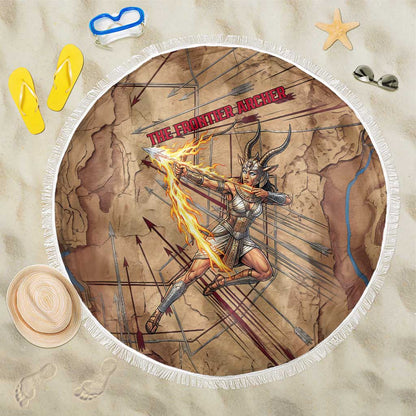 Satis Beach Blanket with Fiery Bow and Arrow in Ancient Egyptian Warrior