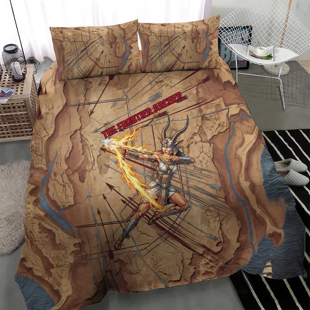 Satis Bedding Set with Fiery Bow and Arrow in Ancient Egyptian Warrior