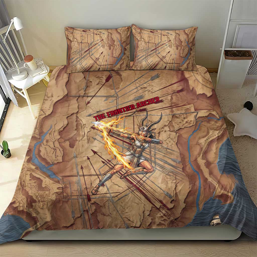 Satis Bedding Set with Fiery Bow and Arrow in Ancient Egyptian Warrior