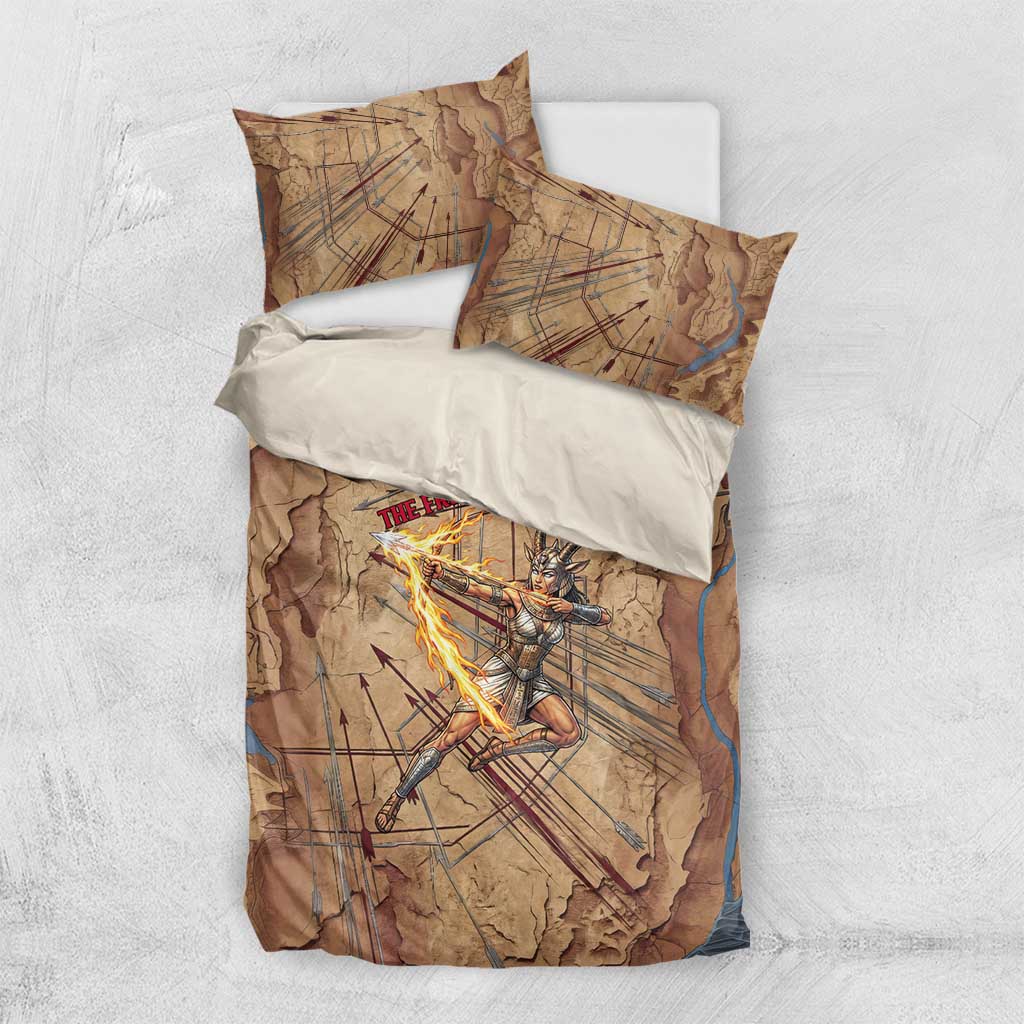 Satis Bedding Set with Fiery Bow and Arrow in Ancient Egyptian Warrior