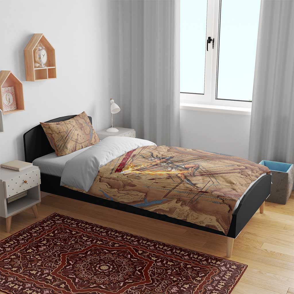 Satis Bedding Set with Fiery Bow and Arrow in Ancient Egyptian Warrior