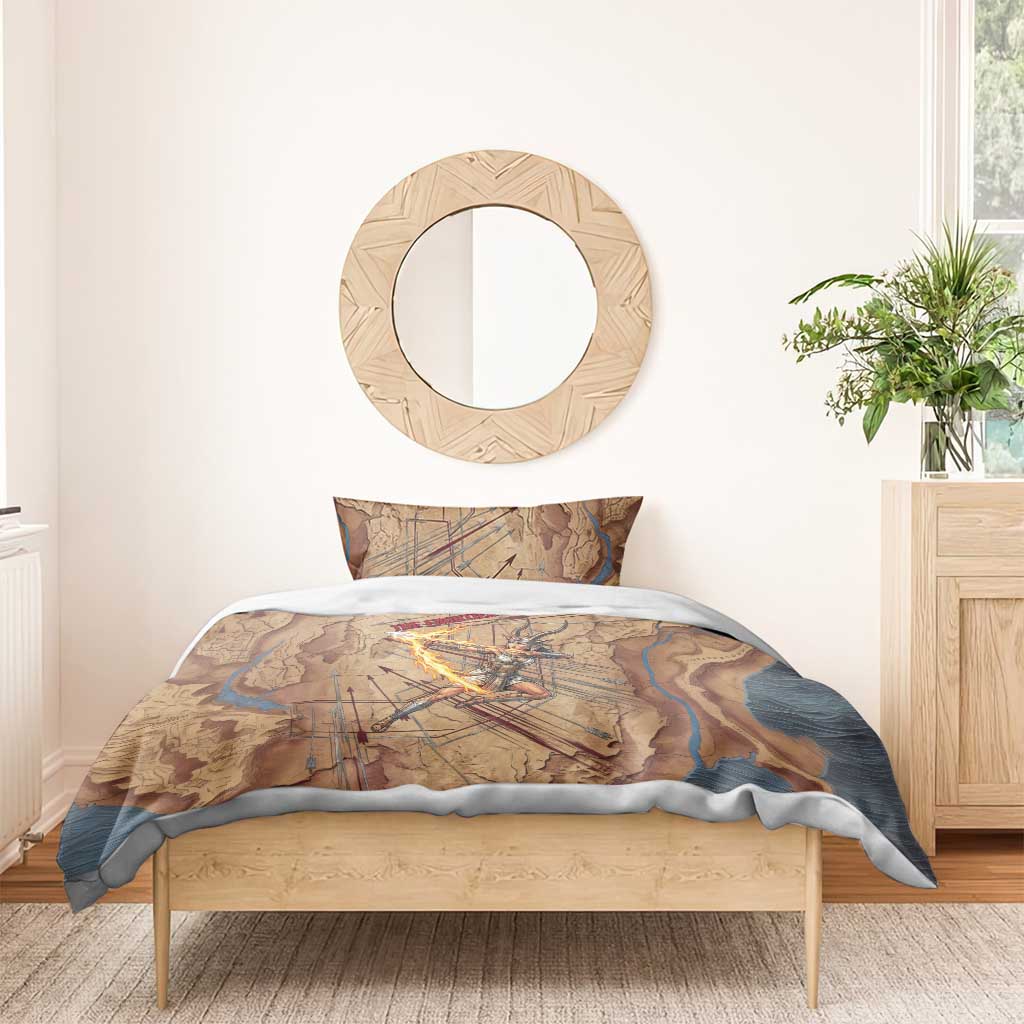 Satis Bedding Set with Fiery Bow and Arrow in Ancient Egyptian Warrior