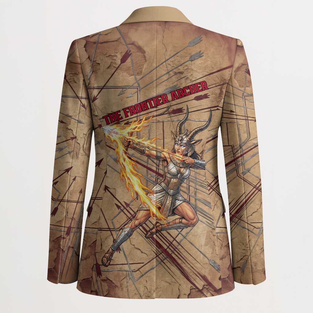 Satis Blazer with Fiery Bow and Arrow in Ancient Egyptian Warrior