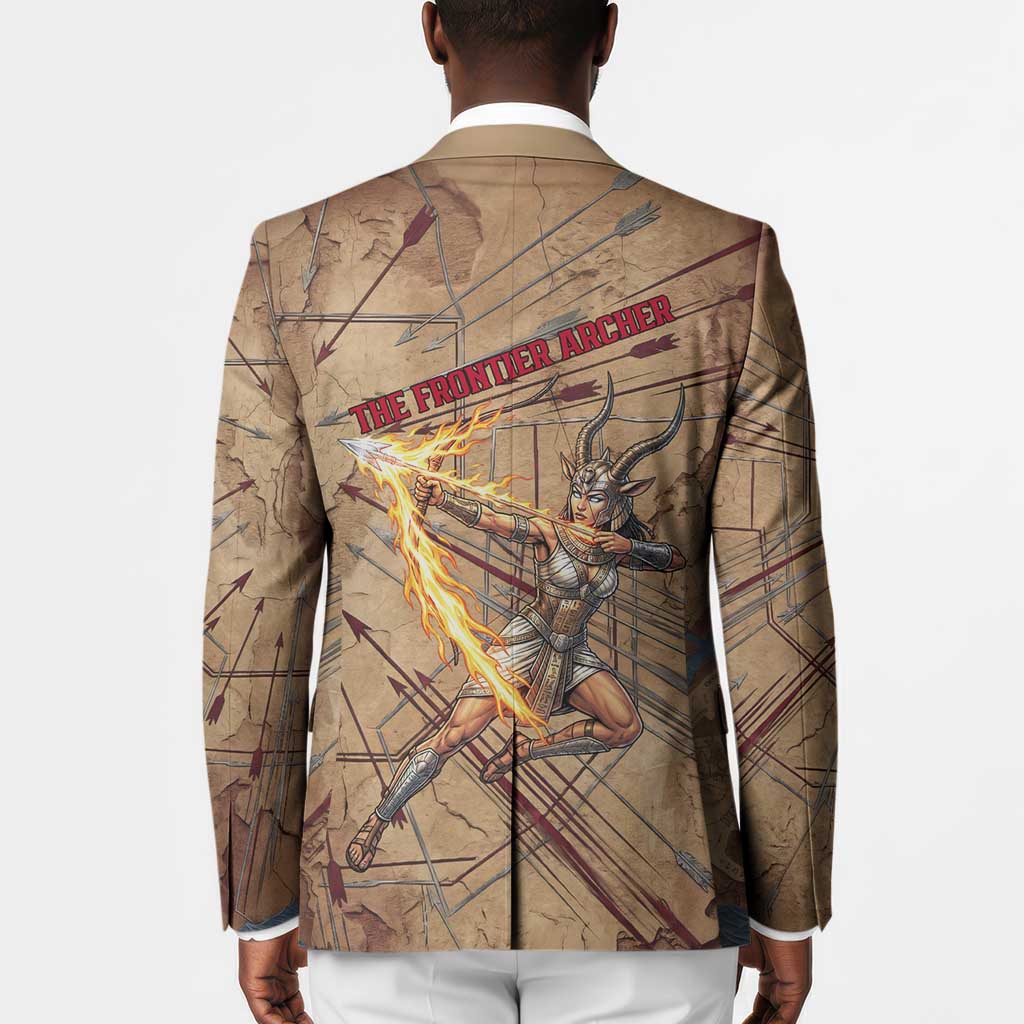 Satis Blazer with Fiery Bow and Arrow in Ancient Egyptian Warrior