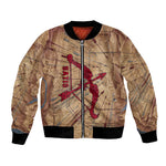 Satis Bomber Jacket with Fiery Bow and Arrow in Ancient Egyptian Warrior
