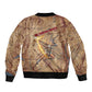 Satis Bomber Jacket with Fiery Bow and Arrow in Ancient Egyptian Warrior