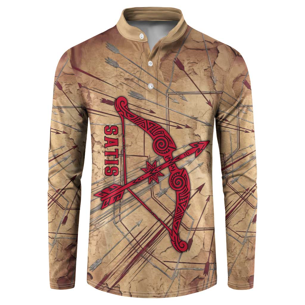 Satis Button Sweatshirt with Fiery Bow and Arrow in Ancient Egyptian Warrior