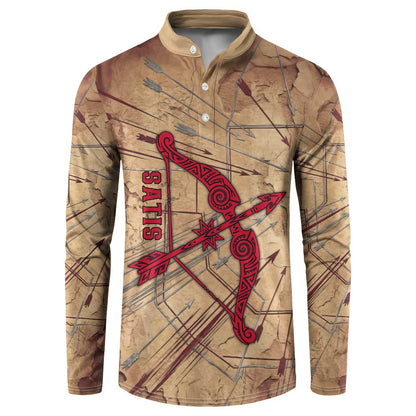 Satis Button Sweatshirt with Fiery Bow and Arrow in Ancient Egyptian Warrior