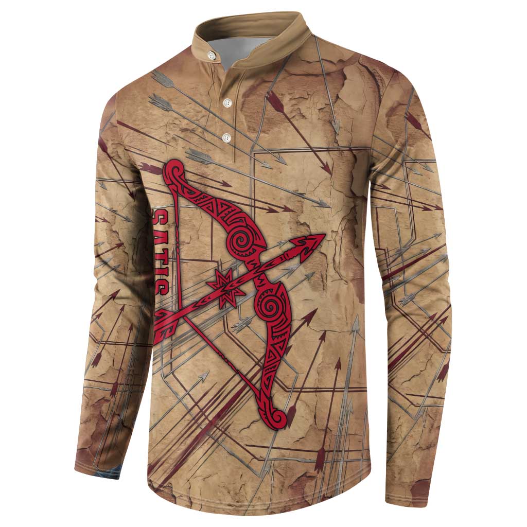 Satis Button Sweatshirt with Fiery Bow and Arrow in Ancient Egyptian Warrior