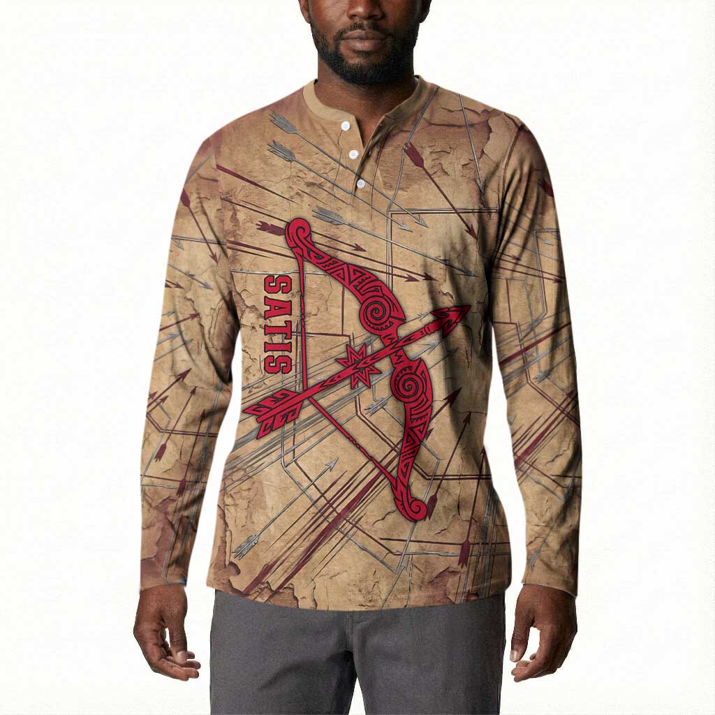 Satis Button Sweatshirt with Fiery Bow and Arrow in Ancient Egyptian Warrior