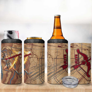Satis 4 in 1 Can Cooler Tumbler with Fiery Bow and Arrow in Ancient Egyptian Warrior