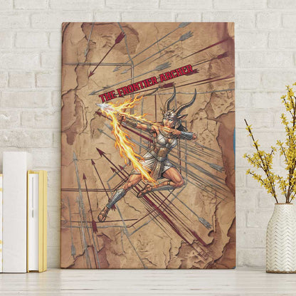 Satis Canvas Wall Art with Fiery Bow and Arrow in Ancient Egyptian Warrior