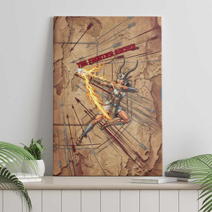 Satis Canvas Wall Art with Fiery Bow and Arrow in Ancient Egyptian Warrior