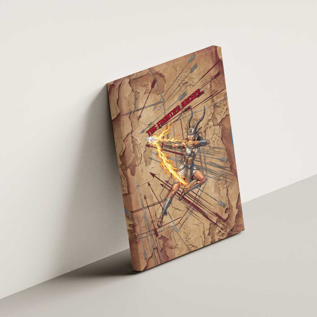 Satis Canvas Wall Art with Fiery Bow and Arrow in Ancient Egyptian Warrior