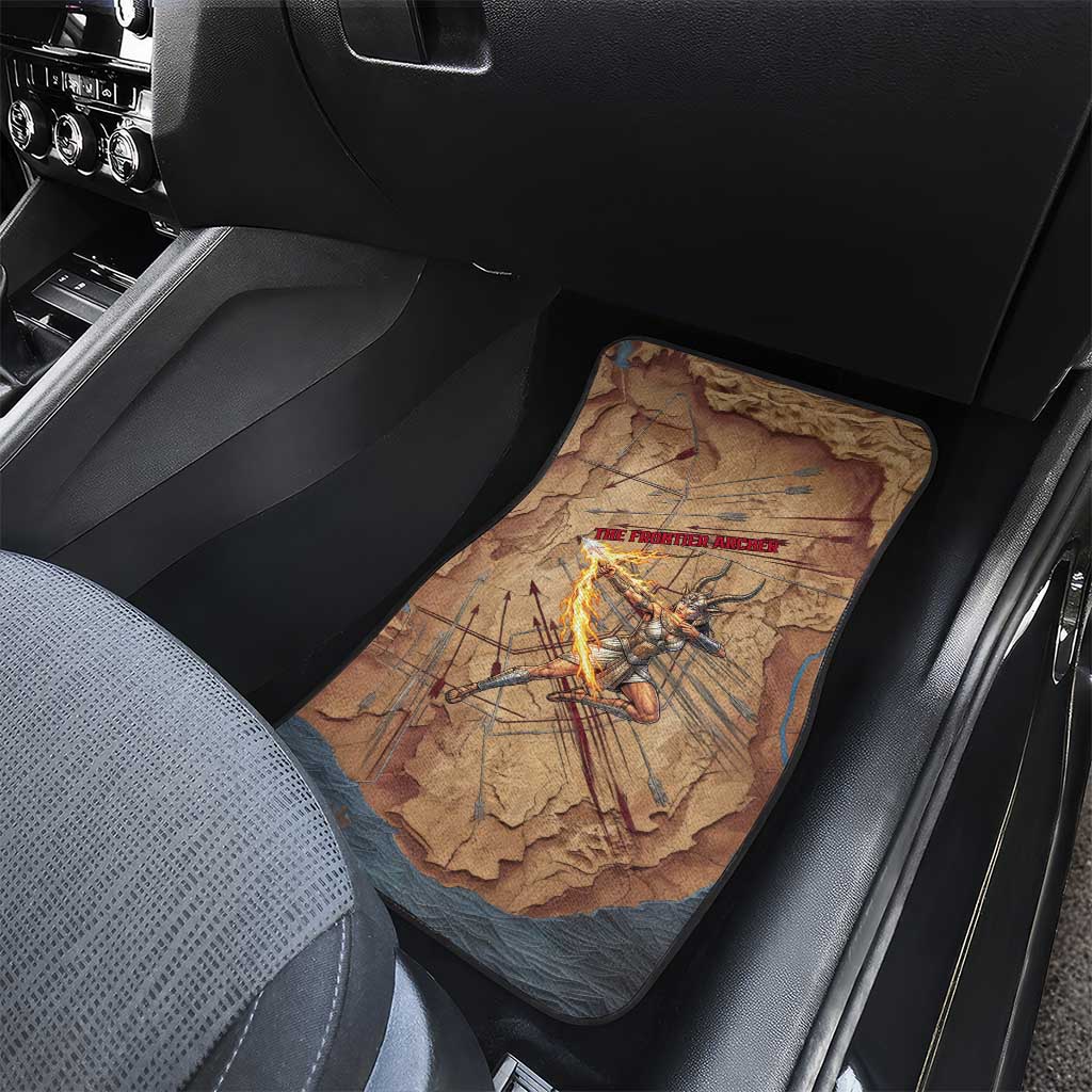 Satis Car Mats with Fiery Bow and Arrow in Ancient Egyptian Warrior