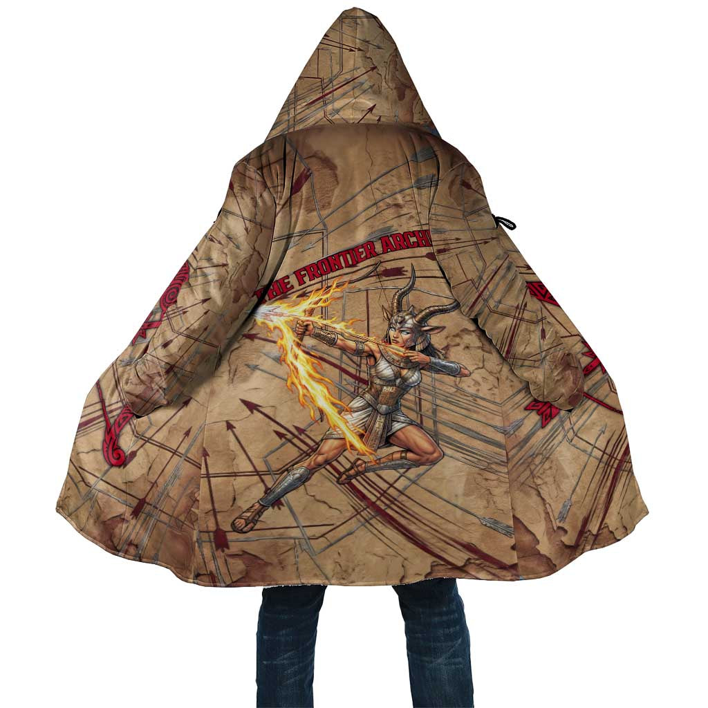 Satis Cloak with Fiery Bow and Arrow in Ancient Egyptian Warrior