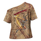 Satis Cross Shoulder Shirt with Fiery Bow and Arrow in Ancient Egyptian Warrior