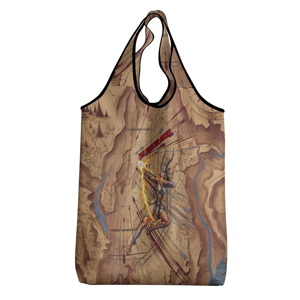 Satis Grocery Bag with Fiery Bow and Arrow in Ancient Egyptian Warrior